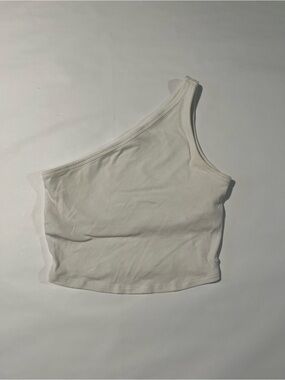 PINK Victoria's Secret One-Shoulder Ribbed Tank - White